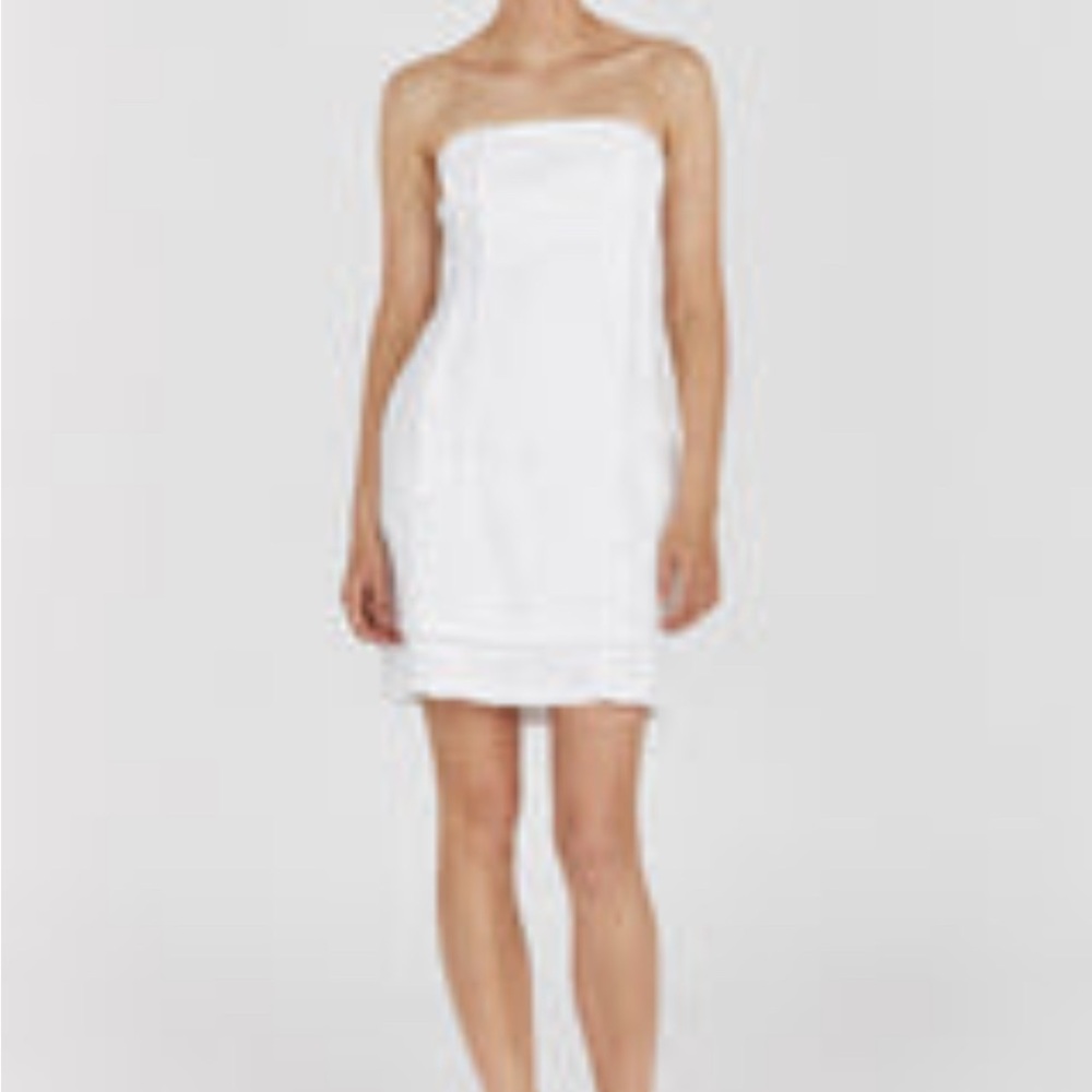 DISSH DULCE WHITE LINEN MINI DRESS - 6 / WHITE